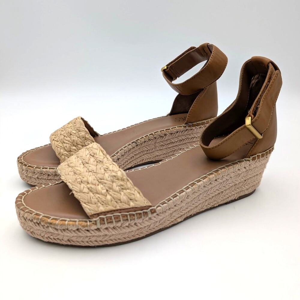 Franco Sarto Clemens Espadrille Wedge Sandals Natural Beige Size US11M EU42